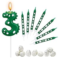 Number 3 Dinosaur Birthday Candles, 19 Pcs Dinosaur Cake Topper with Dino Egg Set, Cake Number Candles for Boys and Girls 3rd Birthday Baby Shower Party Celebration, Dinosaur Birthday Decorations