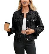 Glamaker Womens Jean Jacket 2025 Basic Trendy Long Sleeve Denim Jackets Button Down Fitted Trucke...