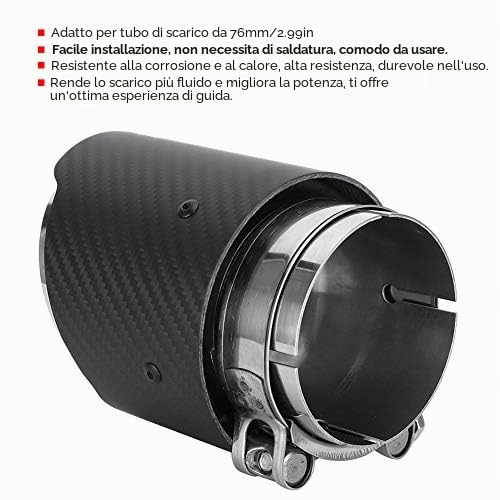 Terminale di scarico in fibra di carbonio con sezione rettangolare, ingresso da 80 mm e uscita da 101 mm, finitura opaca, compatibile con CX-5 e CX-4 per tubi di scarico da 76 mm