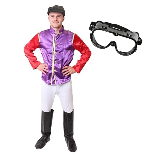 I LOVE FANCY DRESS Jockey-Kostüm für Erwachsene, Rot und Violett