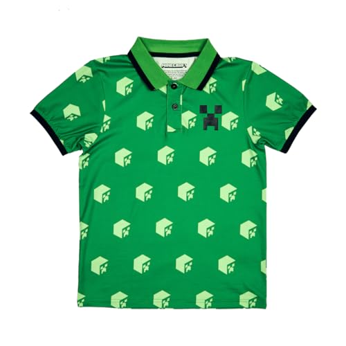 Minecraft Cubes Short Sleeve Boy's Green Polo Shirt4