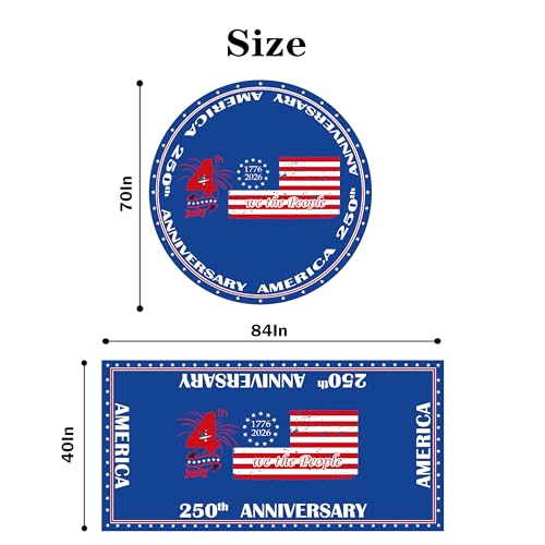 250 Anniversary Decorations Tablecloth Washable Rectangle 60x80 Inch 250th Anniversary 1776-2026 250 Years of Freedom Patriotic 4th of July Table Cloth by Generic - Used condition - Image 6