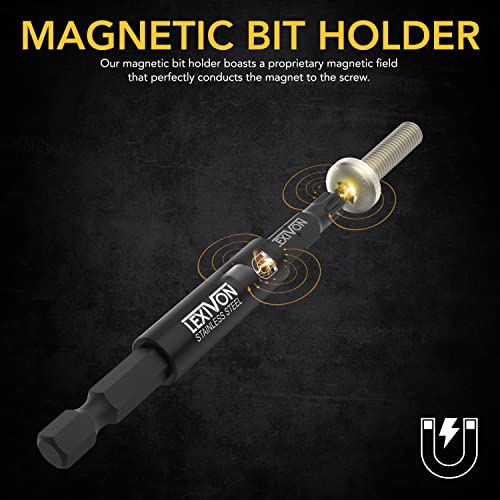 LEXIVON Impact Socket Adapter Set | 1/4-Inch to 1/4, 3/8, 1/2, Drive | Includes Magnetic Bit & Holder/Organizer Rack (LX-104)