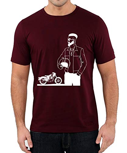 Image of Caseria Men's Cotton Printed T-Shirt -Bike Man | 100% Cotton | Half Sleeves | Regular Fit | Printed | Round Neck | Graphic T Shirt
