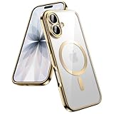 JETech Magnetisch Hülle für iPhone 17 6,3 Zoll, Vollständig Kameraschutz, Kompatibel mit MagSafe, Weich Elektroplattierte TPU Rahmen mit Hard Klar PC Rückseite, Stoßfeste Handyhülle (Gold)