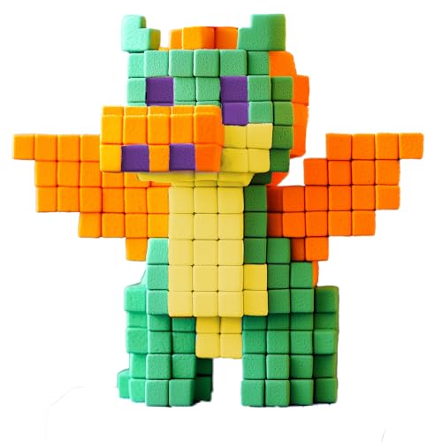 FIDL BITZ Deluxe Set - 640 Selbstklebende Würfel Schaumstoff - Kreatives Motorikspielzeug Konstruktionsspielzeug Klebende Bausteine ohne klebende Finger & Rückstände - für Kinder ab 3 (21102)