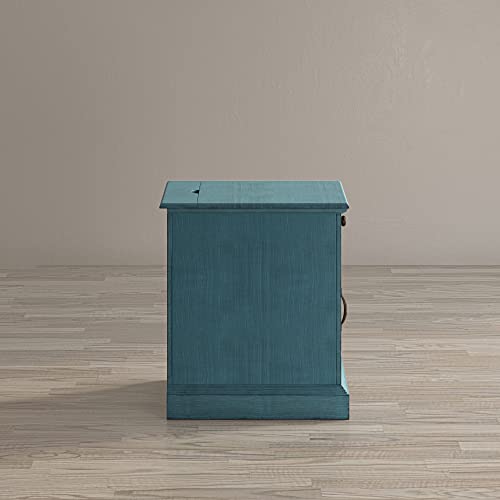 Jofran Craftsman End Usb Charging Station Table, 16" Wx22 Dx25 H, Antique Blue #TOP4