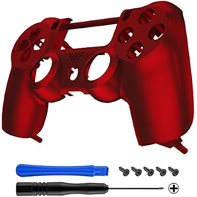 eXtremeRate Soft Touch Grip Front Housing Shell Faceplates for PS4 Controller JDM-001 JDM-011 JDM-020 - Red
