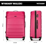 WITTCHEN GLOBE Line Duża walizka Bagaż podróżny Lekka walizka Twardy bagaż ABS 4 kółka Zamek szyfrowy Uchwyt teleskopowy Rozmiar L Różowy