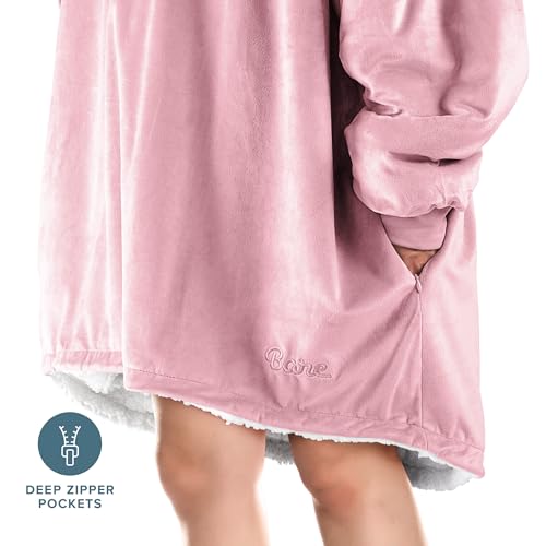 Image of Bare Home Wearable Blanket Hoodie - Soft Plush Sherpa - Warm and Cozy - Oversized Wearable Blanket