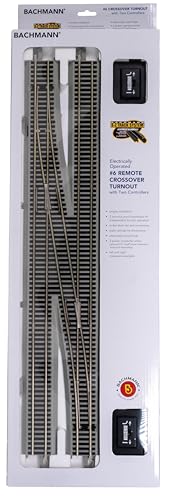 Aiguillage gauche Bachmann Snap-Fit E-Z Track #6 remote crossover HO rail train miniature pas cher