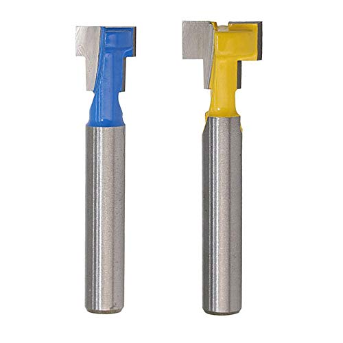 Gasea 2Pcs Cortador de Carpintería en T, Fresa Para Madera de 1/2 Mango con Herramienta Eléctrica, Cuchillo de Grabado de 45 Grados