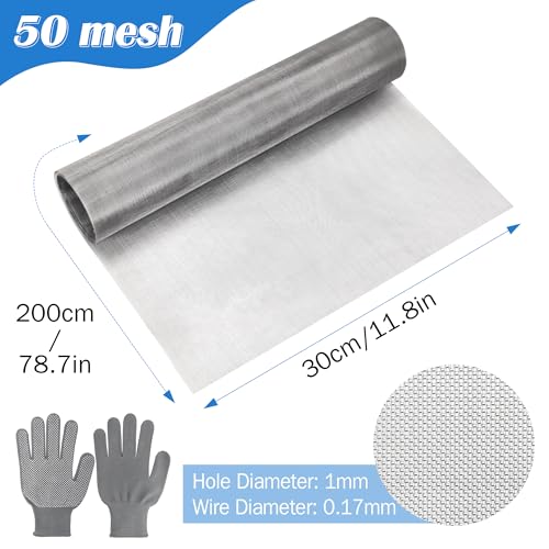 LYLIDIA Drahtgitter Feinmaschig 30 x 200cm 304 Edelstahl Maschendraht Gitter 50-Mesh Fliegengitter Metall Mäusegitter Drahtgeflecht Insektengitter Lichtschacht Gitternetz