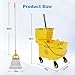 35 Qt Commercial Mop Bucket with Side Press Wringer on Wheels,Mop and Bucket Set, Add One Industrial Mop and One Mop Head Replacement
