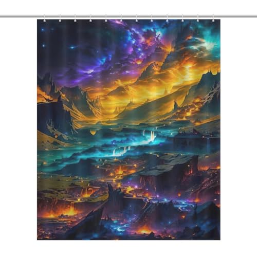 Rideau de douche château sombre en polyester lavable 152x183cm - 7
