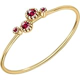 Daesar Anillos Boda Alianzas de Mujer con Redondo con Rubí, Oro Amarillo 18K, Talla 7(47mm), Anillos Prometido Oro Rojo