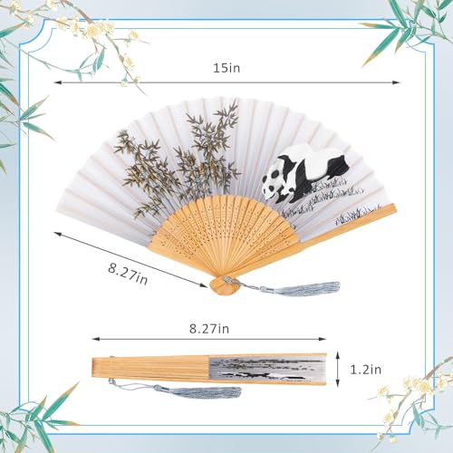 Jetec FS-JETEC-6208 12 Pcs Floral Folding Hand Fans Chinese Style Bamboo Folding Fan Vintage Pattern Hand Fan Handheld Fabric Folding Fan thumb #1