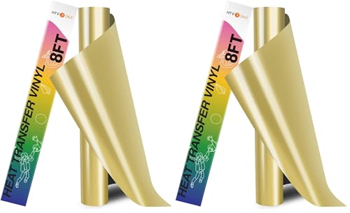 Image of HTVRONT HTV Heat Transfer Vinyl Roll- 12 inch x 8ft Gold HTV Vinyl for Shirts, Gold Iron on Vinyl for All Cutting Machine - Easy to Cut & Weed for Heat Transfer Design (Pack of 2)