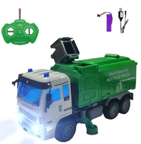 Image of HALO NATION Remote Control Dump Truck with 27MHz 4 Channel Remote RC Garbage Truck City Sanitation Dumper Truck Toy with Rechargable Battery