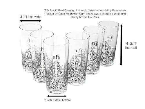 Balgin Cape Moda Inspected and Packed Istanbul Efe Raki Glasses Six Pack, Made in Turkey