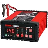 Ferve F-2525 Cargador de Baterías Automático - Mantenedor Inteligente 2-25A 12V/24V – Función Test y Alternador – Tecnología RF – Pantalla LED con Voltímetro y Amperímetro – para Baterías Plomo-Ácido