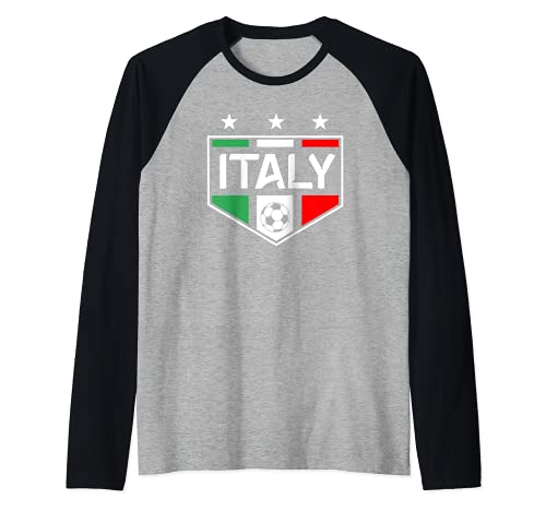 Trendy Italy 3 Star Crest Raglan Baseball Tee, Black