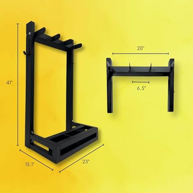 HulkFit Multi-Purpose Weighted Bar Storage Rack for Workout Equipment Accessories and Attachments, Black