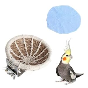 Handmade Hemp Rope Bird Breeding Nest Bed for Budgie Parakeet Cockatiel Parakeet Conure Canary Finch Lovebird and Small Parrot Cage Hatching Nesting Box (Hemp Rope)