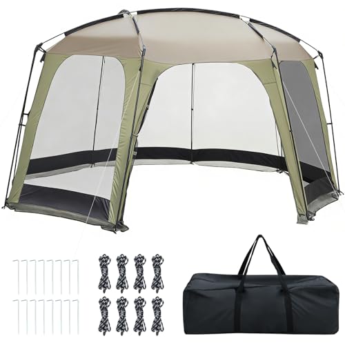 Goplus 12.5 FT X 11.7 FT Mesh Screen Tent, 6-8 Person Netted Canopy Tent with Zippered Door & Carrying Bag, Easy Setup Outdoor Sun Shelter Gazebo for Camping, Picnic, Backyard