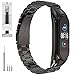 GeeRic Cinturino Compatibile per Xiaomi Mi Band 6/5, Bracciale Moda in Acciaio Inox Cinturino Sostituzione in Metallo,Tre Fibbia Cinturino di Ricambio Compatibile con Mi Band 5/Mi Band 6 Nero