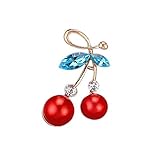FASELE Brosche mit Kirschkragen, Perlen, Kristall, Obst-Anstecknadel für Mädchen, Bekleidungszubehör, 2,9 W x 4,4 l, Aluminium, Perle, 2.9W*4.4L, Aluminium, Perle