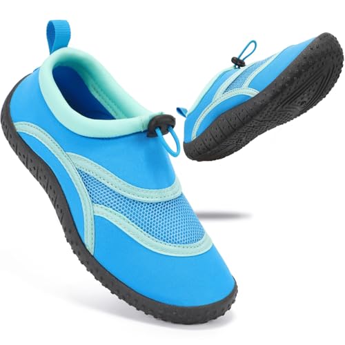 STQ KIDS Water Shoes Kids Aqua Socks Boys Girls Beach Swim Quick Dry Non Slip Wetsuit Toddler Wet Swimming Pool Sea Surf Childrens Barefoot Sand Sports Outdoor Summer Malibu Blue 1 UK