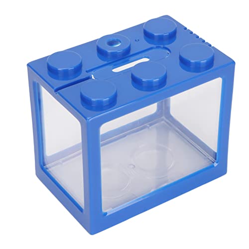 Tnfeeon Mini Fish Tank, Stackable LED Aquarium with Perspective Hole, 1L Betta Fish Tank for Office Desk or Home Decor