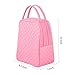 Large Quilted Fabric Cotton Reusable Inusulated Lunch Tote Bag Cooler Snack Bag Women Pretty Thermal Lunch box Storage Gift Bag for Work & Outdoor (Pink)
