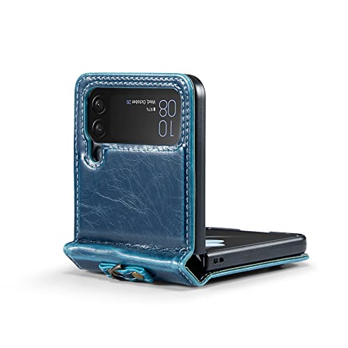 Protection Samsung Z Flip 4 cuir bleu pour déplacements professionnels