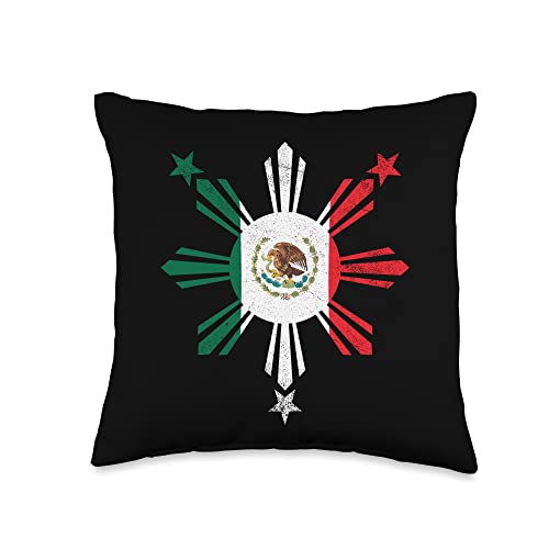 Mexico Philippines Flag Mexican Filipino Gifts Mexican Filipino Flag Mexico Philippines Pinoy Pride Throw Pillow, 16x16, Multicolor