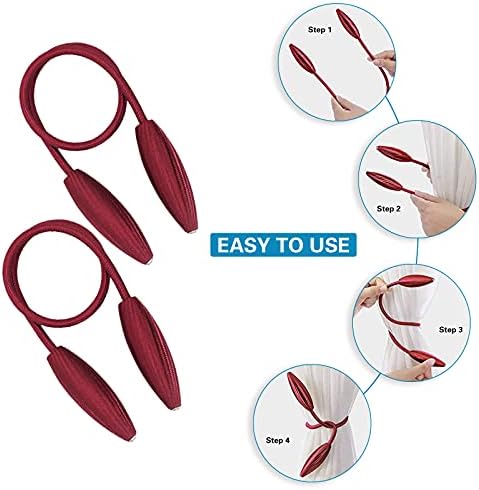 Drape Tie Backs2 Pack Curtain Tiebacks Clips Creative Decorative Drape Tie Curtain Tiebacks European Style,Red Curtain Clip Rope Wheat Shape Curtain Tie Backs for Home Office Decorative, 56X3