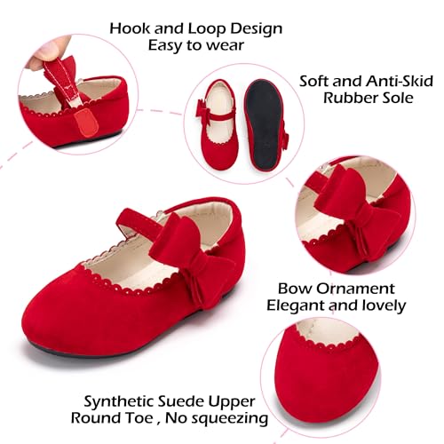 Image of PHIRAMIN Toddler Flower Girl Dress Shoes - Little Girl Mary Janes Flats Wedding