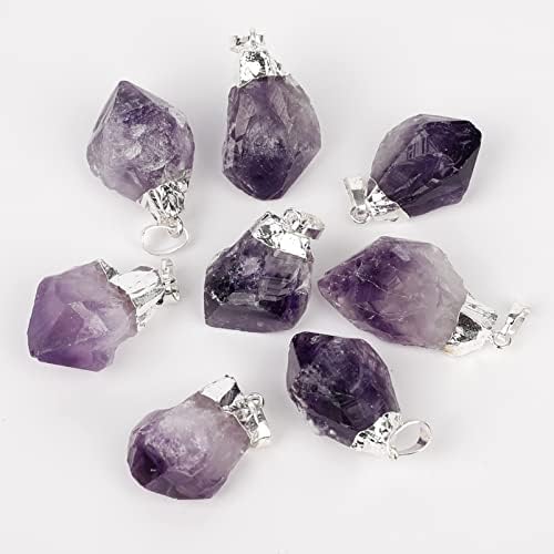 Irregular Natural Raw Amethyst Healing Crystal Gemstone Handmade Pendant Necklace for Women Girl Healing Crystals for Anxiety Chakra Reiki Crystal Jewellery Meditation Valentines Christmas Gifts