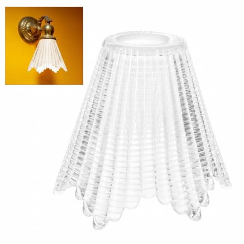 Image of OUNONA Vintage Transparent Glass Lampshade Replacement with Elegant Texture for Wall and Table Lamps Decorative Light Cover for Home Shop Hotel and Restaurant Lighting