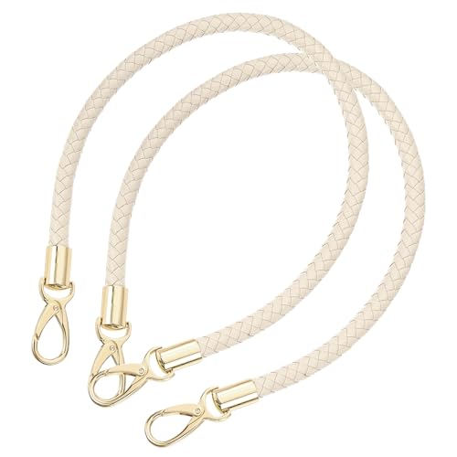 uxcell Leather Purse Strap, 2Pcs 60cm/23.62" Short Leather PU Braided Purse Replacement Handle with Metal Buckles for Underarm Bags, Handbags (Beige Strap + Gold Clasp) by uxcell - Used condition - US$11.46