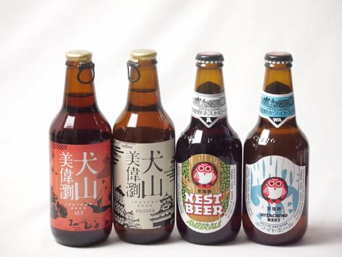 地域が生んだクラフトビール4本セット(金しゃちビール 犬山美偉瀏ピルスナーalc5％(愛知県) 金しゃちビール 犬山美偉瀏アルトalc5％(愛知県) 常陸野 アンバーエールalc6％(茨城県) 常陸野 ホワイトエールalc5.5％(茨城県)) 330mlのサムネイル