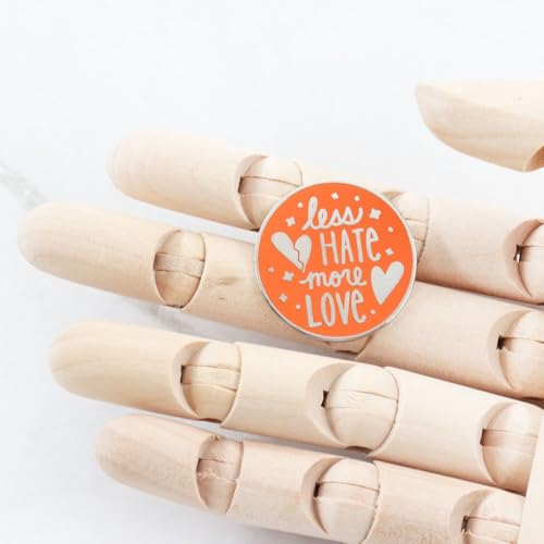 Image of Less Hate More Love Enamel Lapel Pin Orang Circular Brooch Badge Accessories