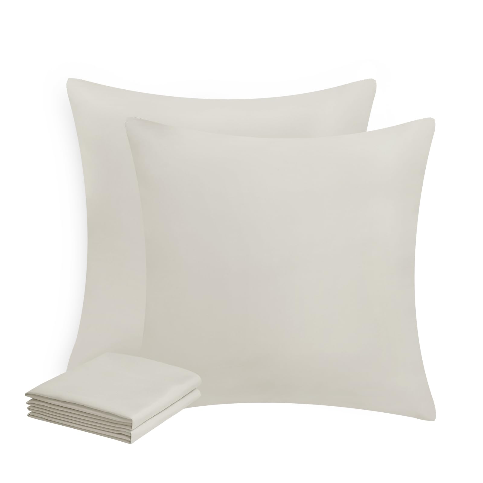 Aisbo Kissenbezug 80x80 2er Set - Kopfkissenbezug 80 x 80 Beige mit Reißverschluss aus Mikrofaser, ÖKO-TEX Pillow Cover 80x80cm, Weich und Bügelfrei