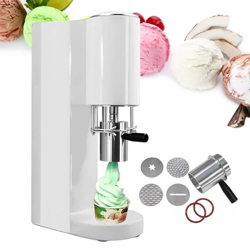 Máquina de Prensa para Gelato con 4 Moldes Intercambiables, Diseño Compacto (10,2' x 8' x 22,2'), Equipo Comercial para Postres para Heladerías, Bares, Restaurantes, Snack Bars,White