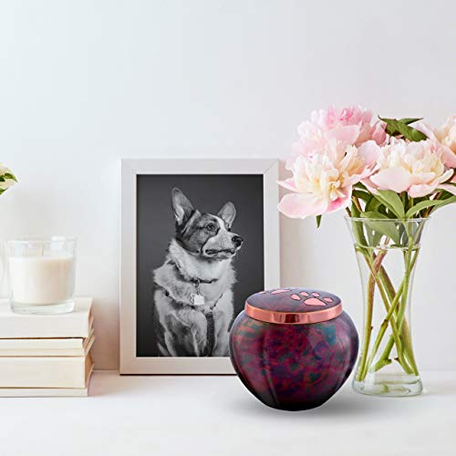 Best Friend Services Pet Urn - Memorial Cremation Pet Urns For Dog And Cat Ashes, Hand Carved Mia Series Urn For Pets Up To 25 Lbs (Small, Raku, Double Brass Paws) #TOP3