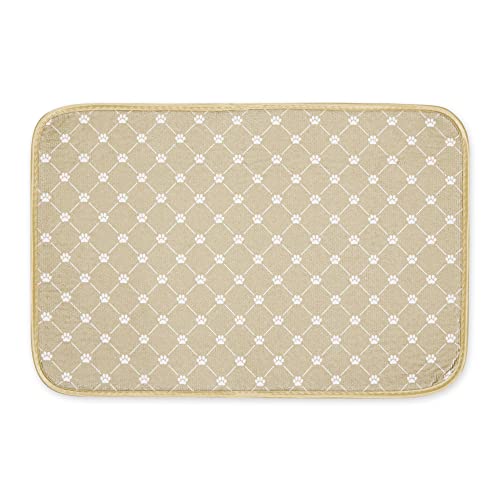 Bone Dry Machine Washable, Ultra Absorbent Pet Mat, 12x18, Taupe Trellis Print