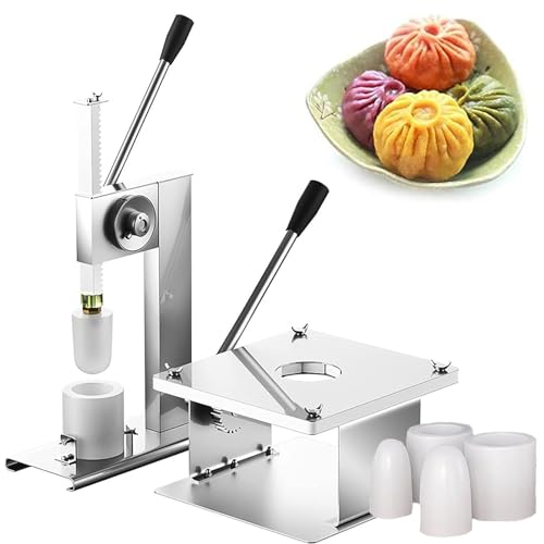 Semi-Automatic Bun Making Machine,Bun Making Machine with 3 Molds,Manual Bun Maker,Desktop Baozi Maker,Stainless Steel Steamed