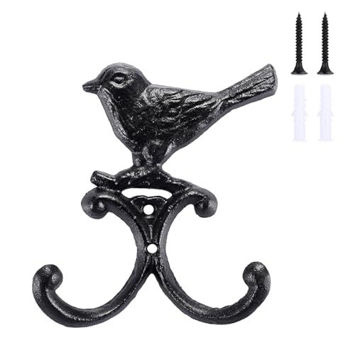 OwnMy Cast Iron Bird & Dog Coat Hooks Wall Mount
