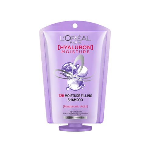 Image of L'Oreal Paris Hyaluron Moisture 72H Moisture Filling Shampoo, With Hyaluronic Acid, For Dry & Dehydrated Hair, Adds Shine & Bounce, 25ml